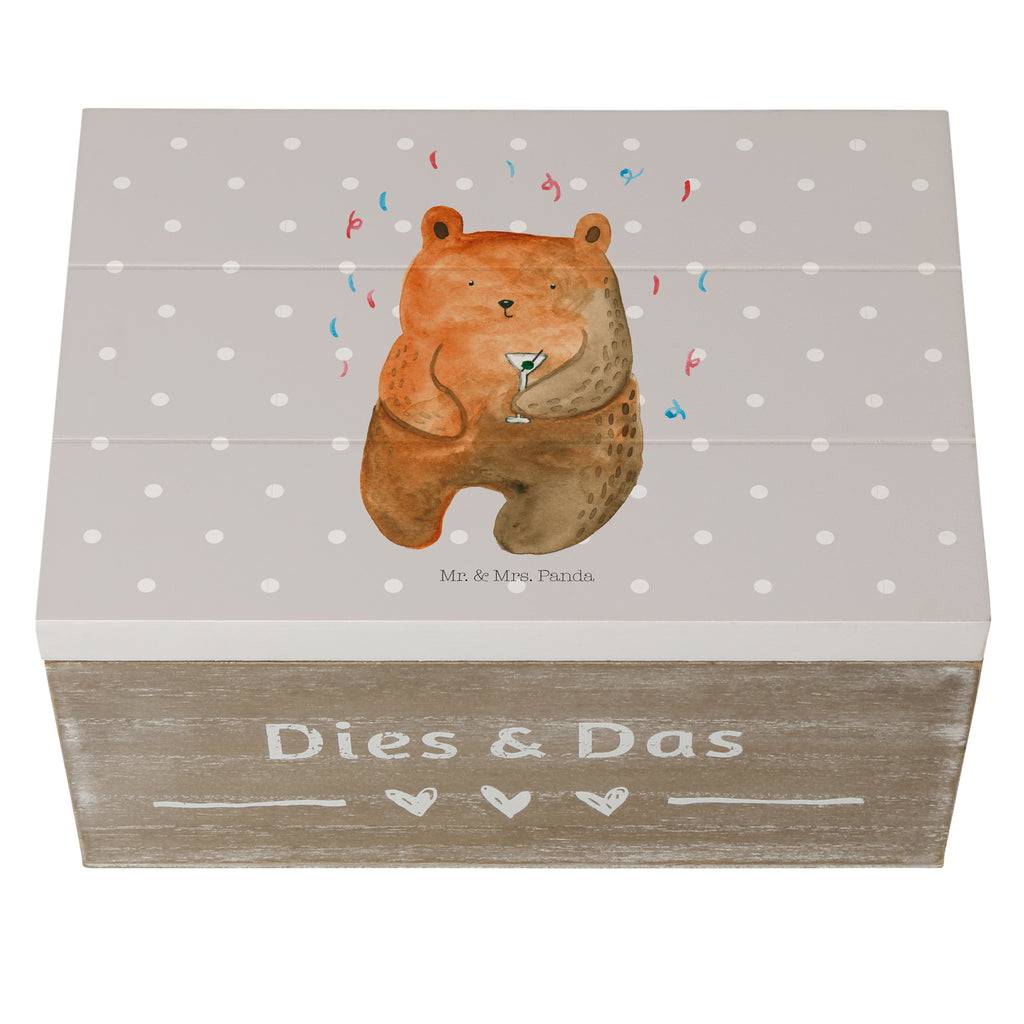 Holzkiste Bär Party Holzkiste, Kiste, Schatzkiste, Truhe, Schatulle, XXL, Erinnerungsbox, Erinnerungskiste, Dekokiste, Aufbewahrungsbox, Bär, Teddy, Teddybär, Geburtstag, Geburtstagsgeschenk, Geschenk, Party, Feiern, Abfeiern, Mitbringsel, Gute Laune, Lustig