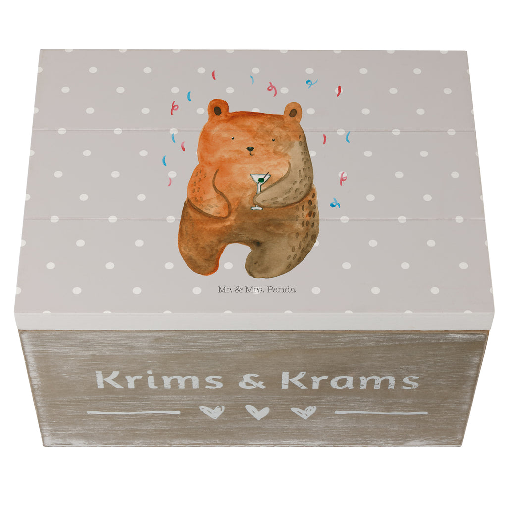 Holzkiste Bär Party Holzkiste, Kiste, Schatzkiste, Truhe, Schatulle, XXL, Erinnerungsbox, Erinnerungskiste, Dekokiste, Aufbewahrungsbox, Bär, Teddy, Teddybär, Geburtstag, Geburtstagsgeschenk, Geschenk, Party, Feiern, Abfeiern, Mitbringsel, Gute Laune, Lustig