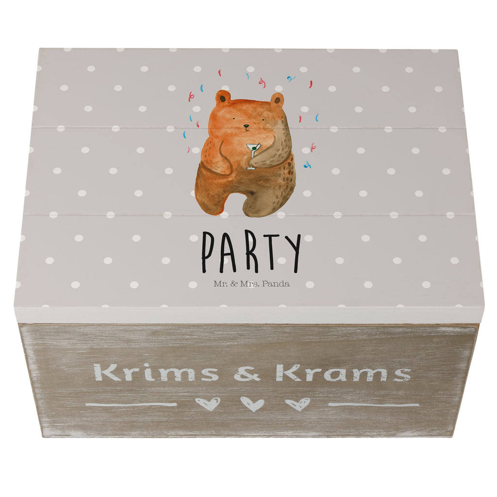 Holzkiste Bär Party Holzkiste, Kiste, Schatzkiste, Truhe, Schatulle, XXL, Erinnerungsbox, Erinnerungskiste, Dekokiste, Aufbewahrungsbox, Bär, Teddy, Teddybär, Geburtstag, Geburtstagsgeschenk, Geschenk, Party, Feiern, Abfeiern, Mitbringsel, Gute Laune, Lustig