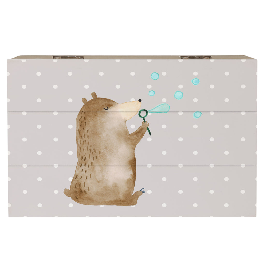 Holzkiste Bär Seifenblasen Holzkiste, Kiste, Schatzkiste, Truhe, Schatulle, XXL, Erinnerungsbox, Erinnerungskiste, Dekokiste, Aufbewahrungsbox, Bär, Teddy, Teddybär, Seifenblasen Bär Lustig Sein Glücklich Traurig Happy