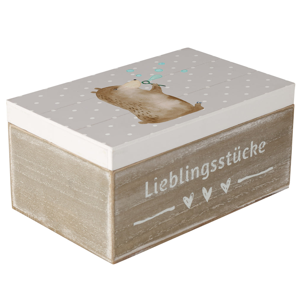Holzkiste Bär Seifenblasen Holzkiste, Kiste, Schatzkiste, Truhe, Schatulle, XXL, Erinnerungsbox, Erinnerungskiste, Dekokiste, Aufbewahrungsbox, Bär, Teddy, Teddybär, Seifenblasen Bär Lustig Sein Glücklich Traurig Happy