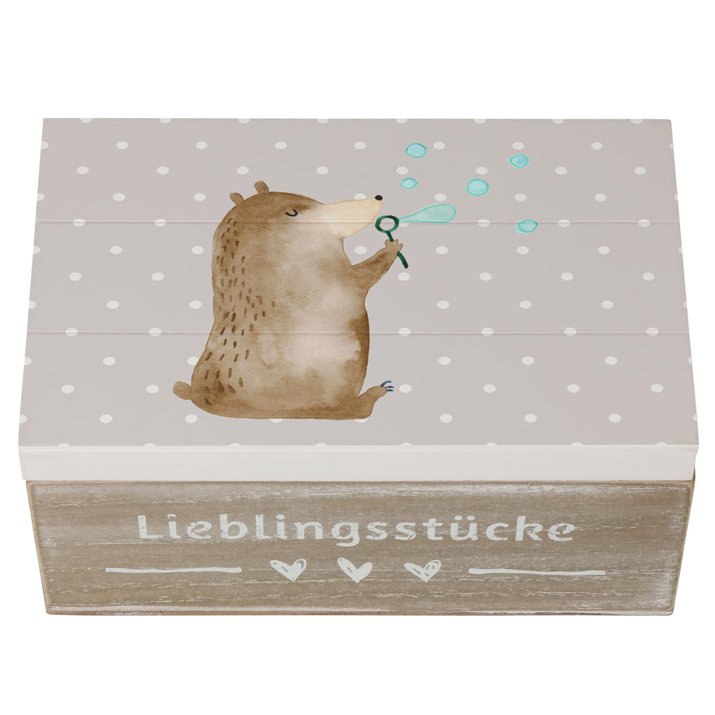 Holzkiste Bär Seifenblasen Holzkiste, Kiste, Schatzkiste, Truhe, Schatulle, XXL, Erinnerungsbox, Erinnerungskiste, Dekokiste, Aufbewahrungsbox, Bär, Teddy, Teddybär, Seifenblasen Bär Lustig Sein Glücklich Traurig Happy