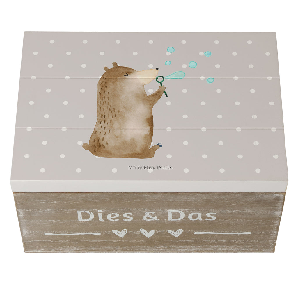 Holzkiste Bär Seifenblasen Holzkiste, Kiste, Schatzkiste, Truhe, Schatulle, XXL, Erinnerungsbox, Erinnerungskiste, Dekokiste, Aufbewahrungsbox, Bär, Teddy, Teddybär, Seifenblasen Bär Lustig Sein Glücklich Traurig Happy