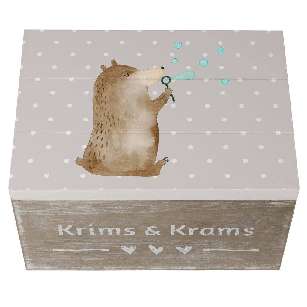Holzkiste Bär Seifenblasen Holzkiste, Kiste, Schatzkiste, Truhe, Schatulle, XXL, Erinnerungsbox, Erinnerungskiste, Dekokiste, Aufbewahrungsbox, Bär, Teddy, Teddybär, Seifenblasen Bär Lustig Sein Glücklich Traurig Happy
