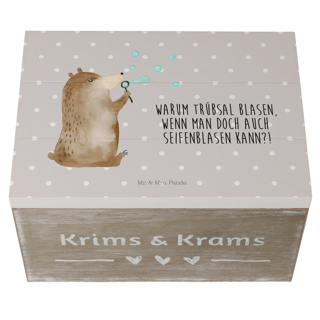 Holzkiste Bär Seifenblasen Holzkiste, Kiste, Schatzkiste, Truhe, Schatulle, XXL, Erinnerungsbox, Erinnerungskiste, Dekokiste, Aufbewahrungsbox, Bär, Teddy, Teddybär, Seifenblasen Bär Lustig Sein Glücklich Traurig Happy