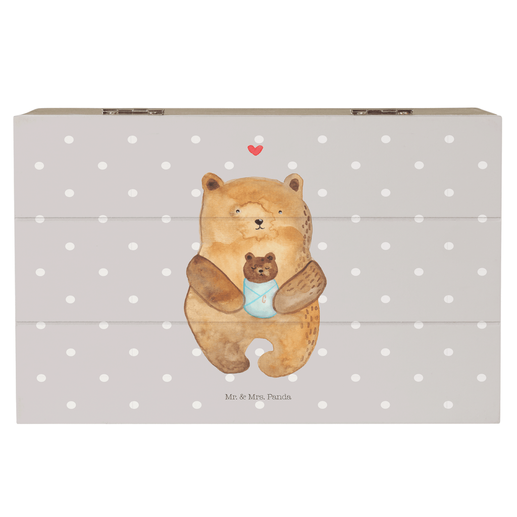 Holzkiste Bär mit Baby Holzkiste, Kiste, Schatzkiste, Truhe, Schatulle, XXL, Erinnerungsbox, Erinnerungskiste, Dekokiste, Aufbewahrungsbox, Bär, Teddy, Teddybär, Eltern, Mutter, Baby, Taufe, Geburt, Nichte, Neffe, Enkel, Enkelin, Täufling, Geburtstag, Glückwunsch