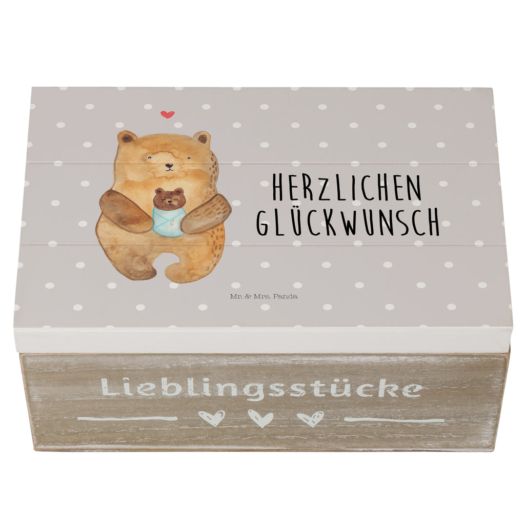 Holzkiste Bär mit Baby Holzkiste, Kiste, Schatzkiste, Truhe, Schatulle, XXL, Erinnerungsbox, Erinnerungskiste, Dekokiste, Aufbewahrungsbox, Bär, Teddy, Teddybär, Eltern, Mutter, Baby, Taufe, Geburt, Nichte, Neffe, Enkel, Enkelin, Täufling, Geburtstag, Glückwunsch