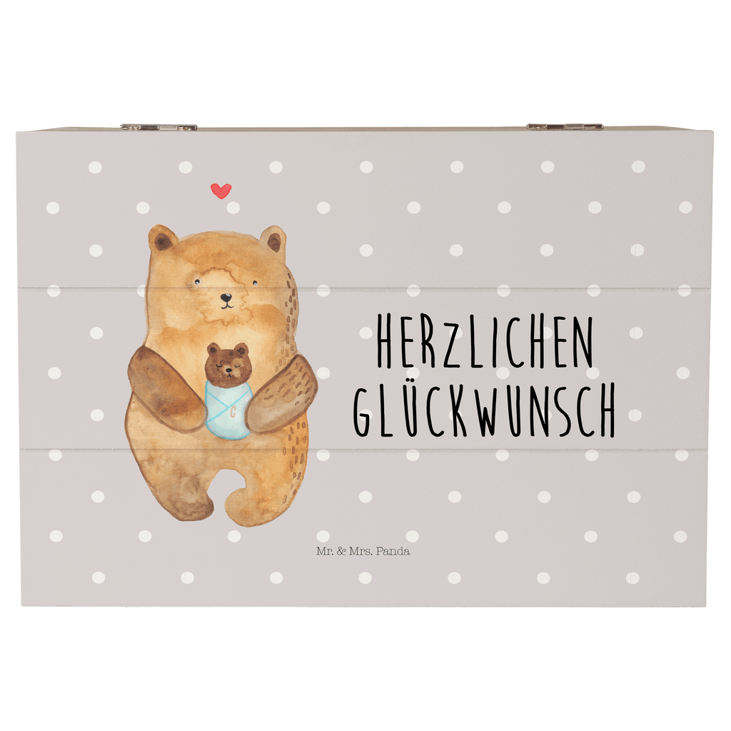 Holzkiste Bär mit Baby Holzkiste, Kiste, Schatzkiste, Truhe, Schatulle, XXL, Erinnerungsbox, Erinnerungskiste, Dekokiste, Aufbewahrungsbox, Bär, Teddy, Teddybär, Eltern, Mutter, Baby, Taufe, Geburt, Nichte, Neffe, Enkel, Enkelin, Täufling, Geburtstag, Glückwunsch