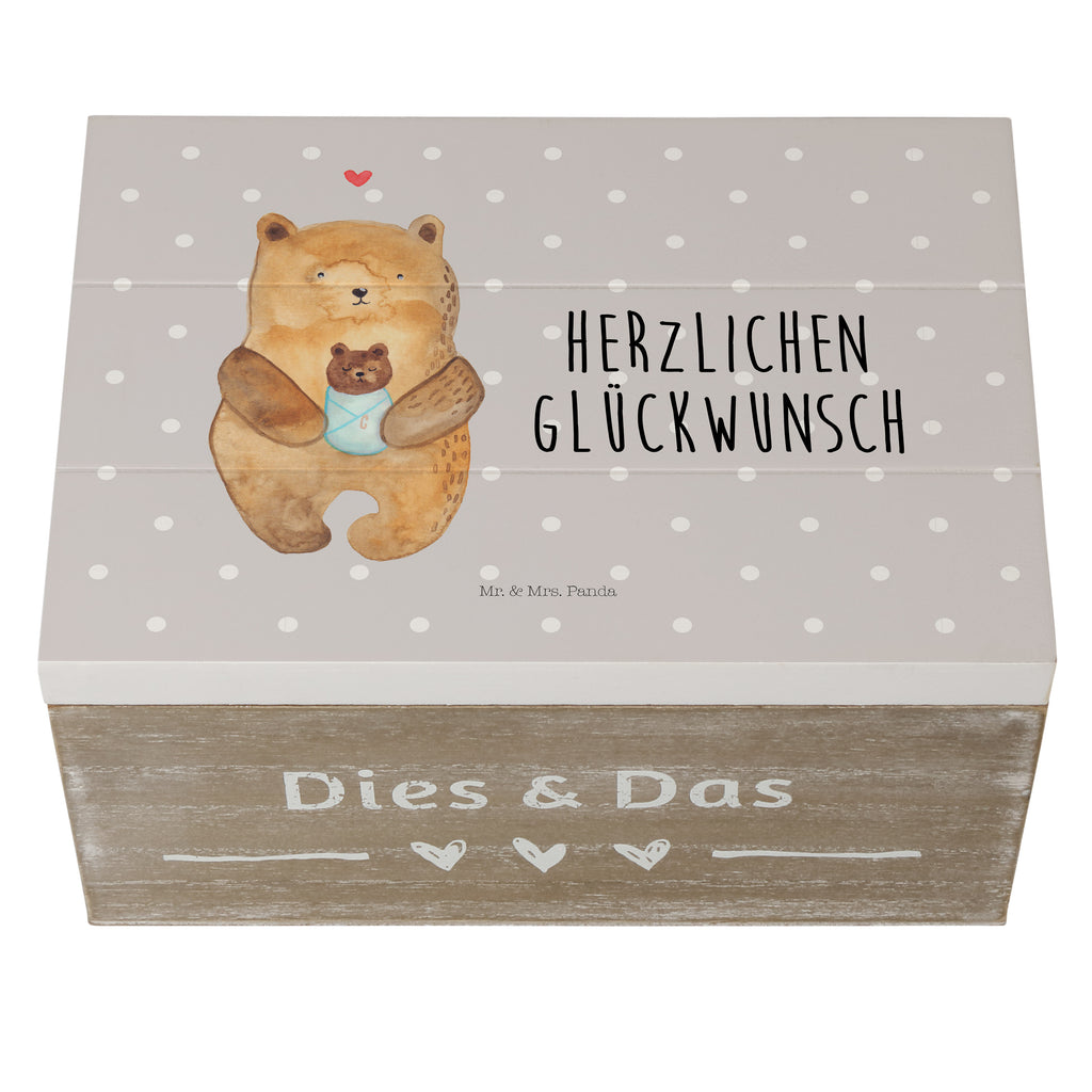 Holzkiste Bär mit Baby Holzkiste, Kiste, Schatzkiste, Truhe, Schatulle, XXL, Erinnerungsbox, Erinnerungskiste, Dekokiste, Aufbewahrungsbox, Bär, Teddy, Teddybär, Eltern, Mutter, Baby, Taufe, Geburt, Nichte, Neffe, Enkel, Enkelin, Täufling, Geburtstag, Glückwunsch
