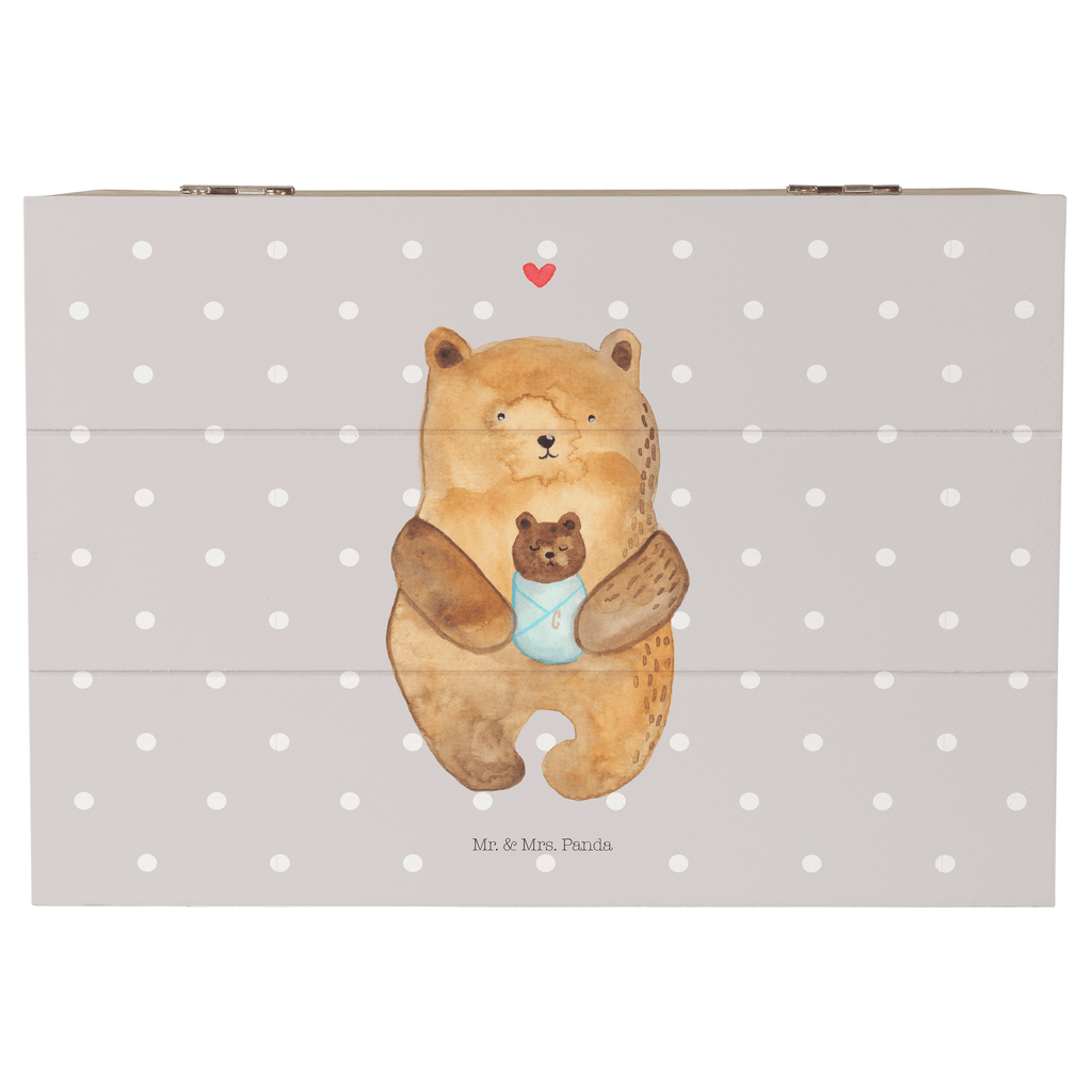 Holzkiste Bär mit Baby Holzkiste, Kiste, Schatzkiste, Truhe, Schatulle, XXL, Erinnerungsbox, Erinnerungskiste, Dekokiste, Aufbewahrungsbox, Bär, Teddy, Teddybär, Eltern, Mutter, Baby, Taufe, Geburt, Nichte, Neffe, Enkel, Enkelin, Täufling, Geburtstag, Glückwunsch