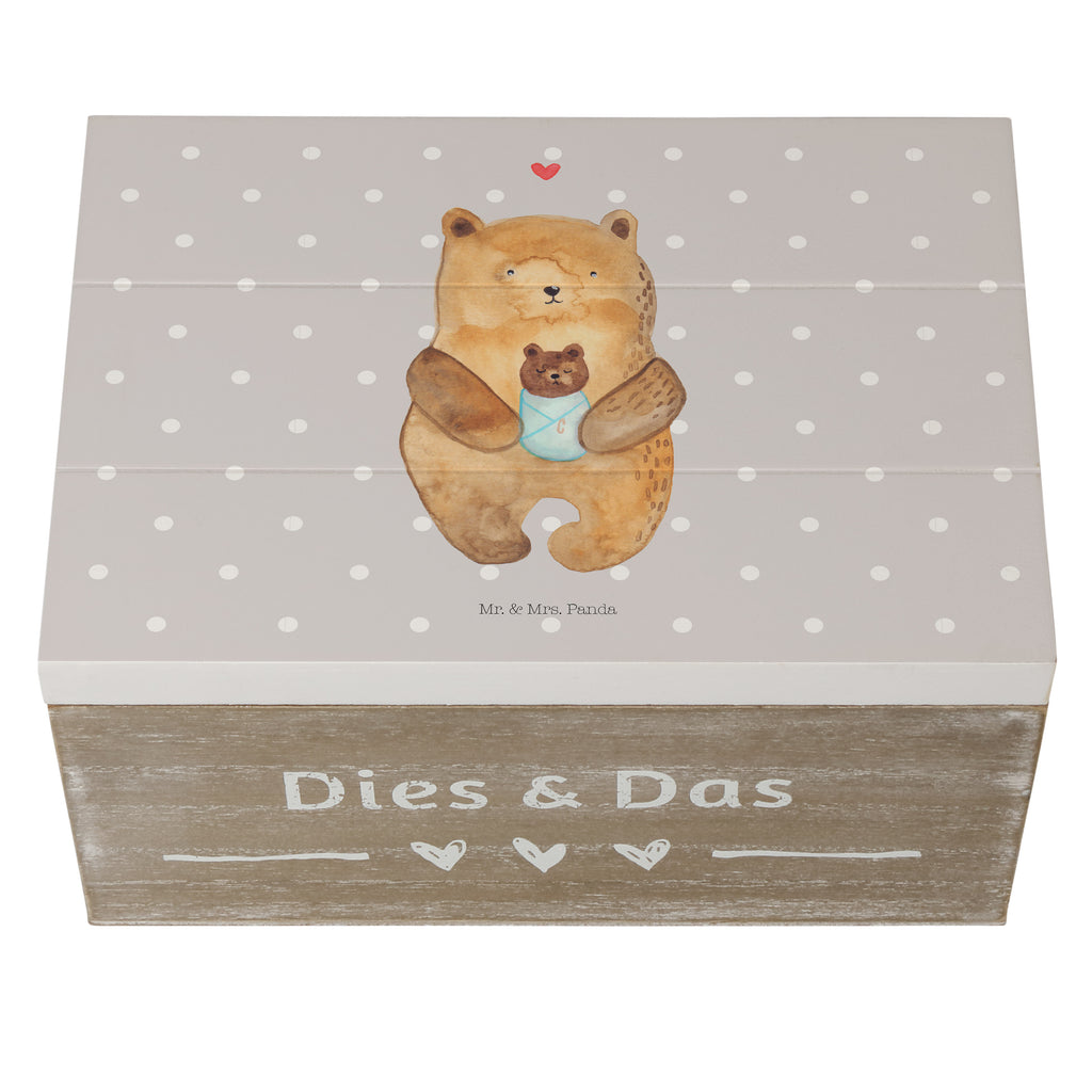 Holzkiste Bär mit Baby Holzkiste, Kiste, Schatzkiste, Truhe, Schatulle, XXL, Erinnerungsbox, Erinnerungskiste, Dekokiste, Aufbewahrungsbox, Bär, Teddy, Teddybär, Eltern, Mutter, Baby, Taufe, Geburt, Nichte, Neffe, Enkel, Enkelin, Täufling, Geburtstag, Glückwunsch