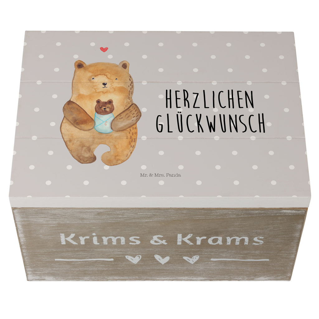 Holzkiste Bär mit Baby Holzkiste, Kiste, Schatzkiste, Truhe, Schatulle, XXL, Erinnerungsbox, Erinnerungskiste, Dekokiste, Aufbewahrungsbox, Bär, Teddy, Teddybär, Eltern, Mutter, Baby, Taufe, Geburt, Nichte, Neffe, Enkel, Enkelin, Täufling, Geburtstag, Glückwunsch