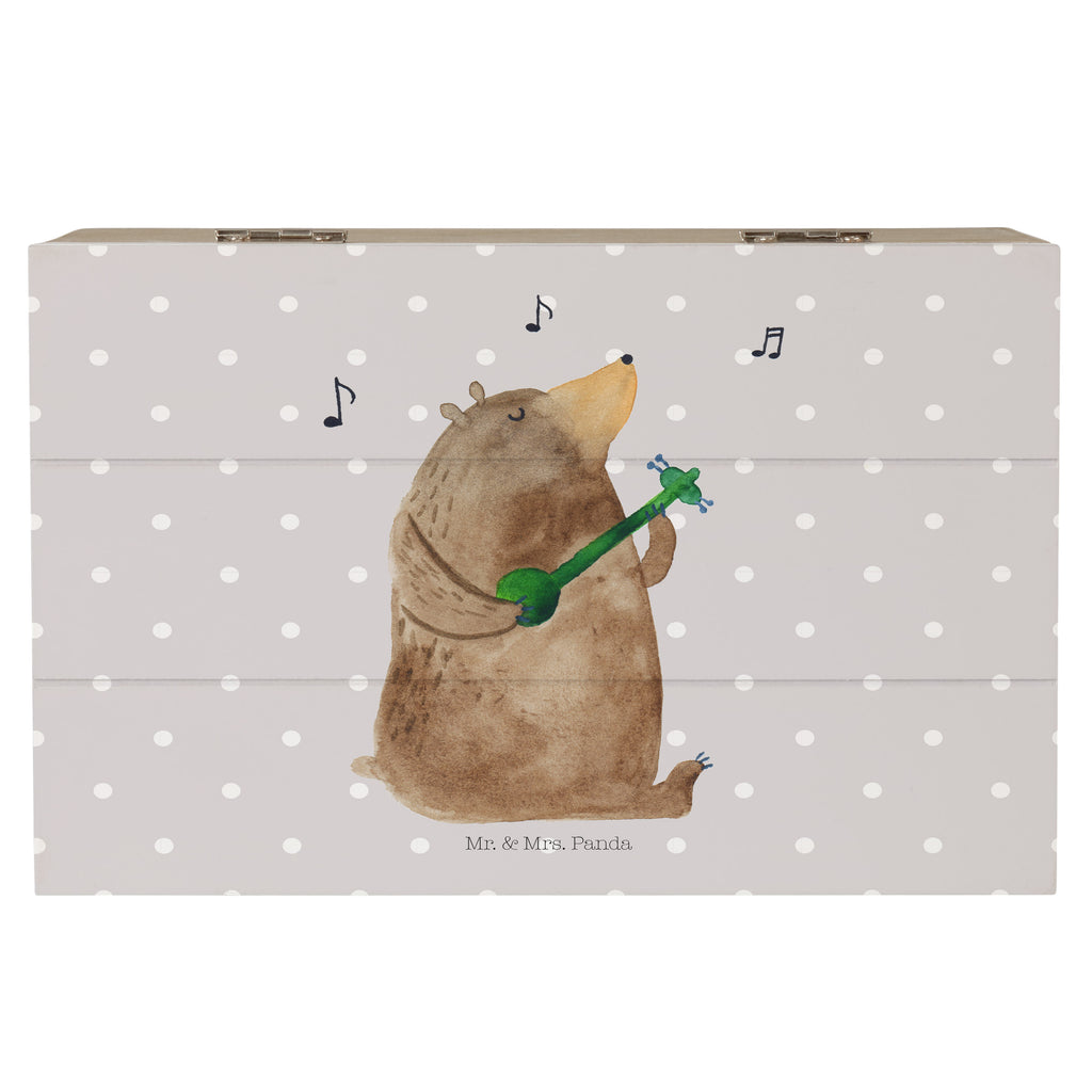 Holzkiste Bär Gitarre Holzkiste, Kiste, Schatzkiste, Truhe, Schatulle, XXL, Erinnerungsbox, Erinnerungskiste, Dekokiste, Aufbewahrungsbox, Bär, Teddy, Teddybär