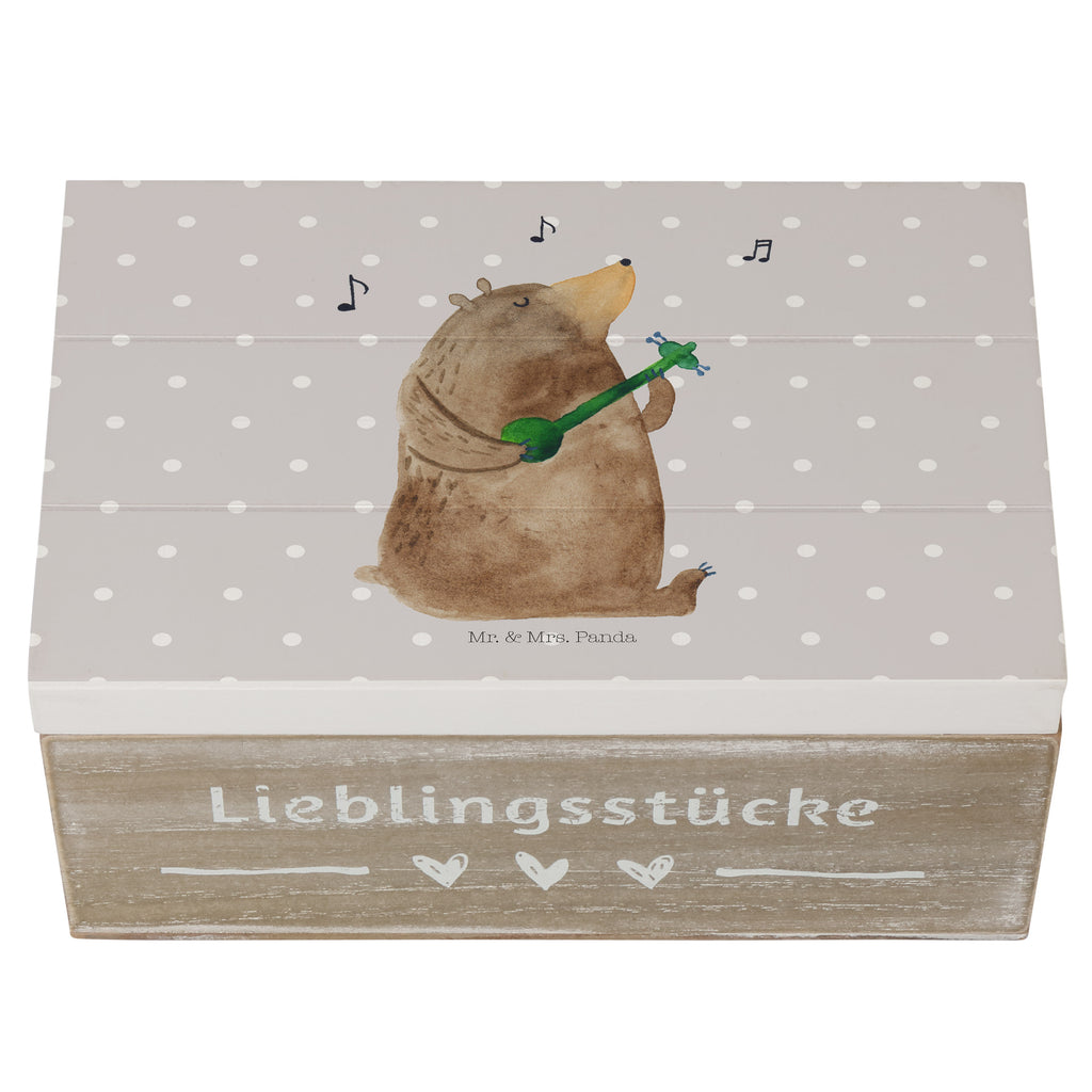 Holzkiste Bär Gitarre Holzkiste, Kiste, Schatzkiste, Truhe, Schatulle, XXL, Erinnerungsbox, Erinnerungskiste, Dekokiste, Aufbewahrungsbox, Bär, Teddy, Teddybär