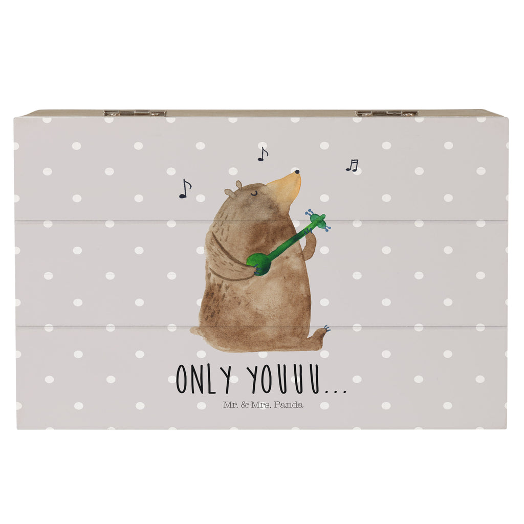 Holzkiste Bär Gitarre Holzkiste, Kiste, Schatzkiste, Truhe, Schatulle, XXL, Erinnerungsbox, Erinnerungskiste, Dekokiste, Aufbewahrungsbox, Bär, Teddy, Teddybär