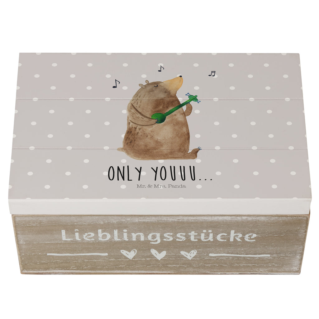 Holzkiste Bär Gitarre Holzkiste, Kiste, Schatzkiste, Truhe, Schatulle, XXL, Erinnerungsbox, Erinnerungskiste, Dekokiste, Aufbewahrungsbox, Bär, Teddy, Teddybär