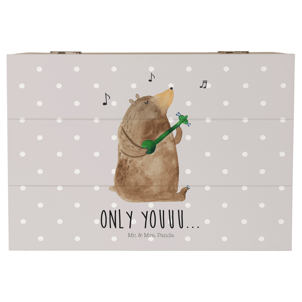 Holzkiste Bär Gitarre Holzkiste, Kiste, Schatzkiste, Truhe, Schatulle, XXL, Erinnerungsbox, Erinnerungskiste, Dekokiste, Aufbewahrungsbox, Bär, Teddy, Teddybär