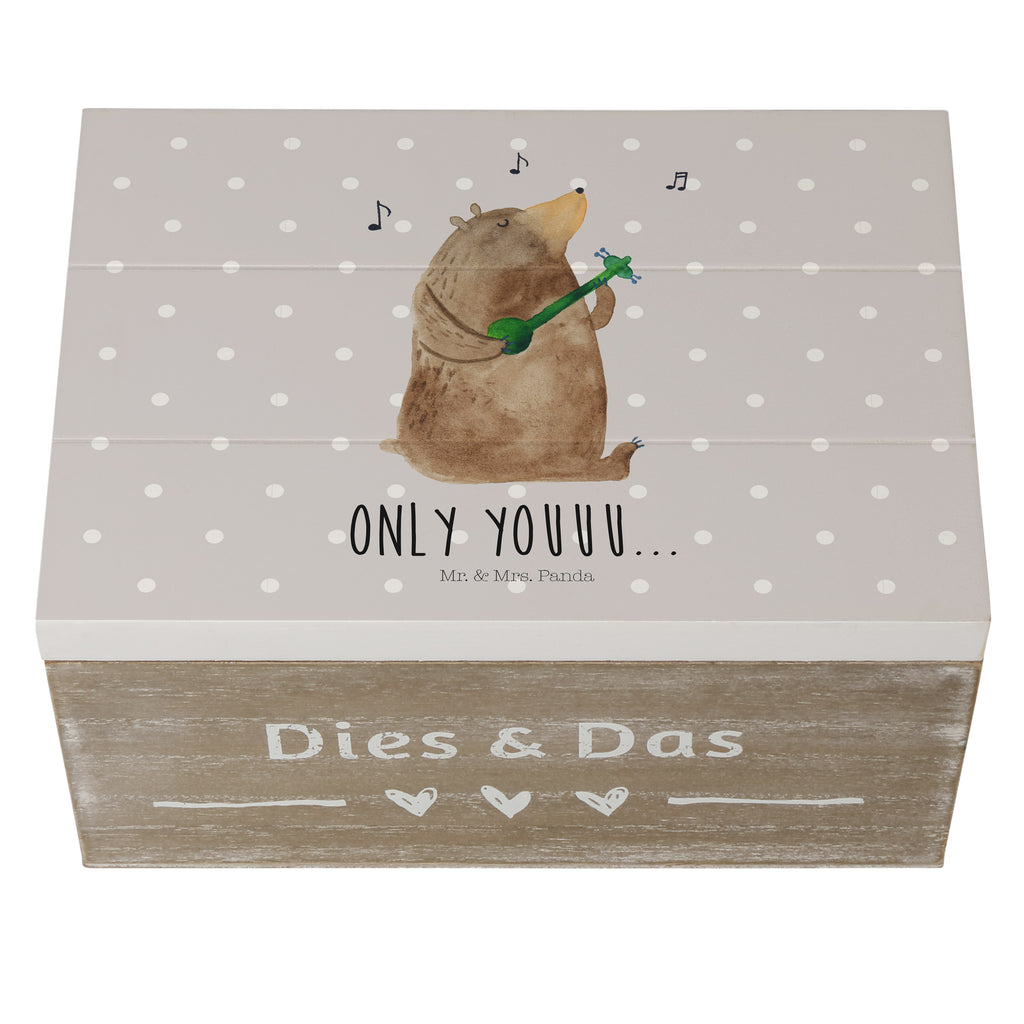 Holzkiste Bär Gitarre Holzkiste, Kiste, Schatzkiste, Truhe, Schatulle, XXL, Erinnerungsbox, Erinnerungskiste, Dekokiste, Aufbewahrungsbox, Bär, Teddy, Teddybär