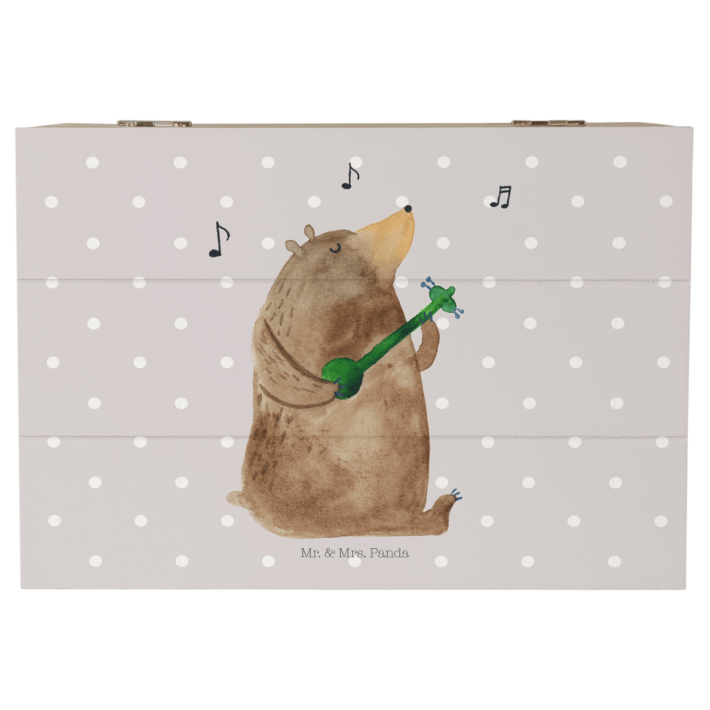 Holzkiste Bär Gitarre Holzkiste, Kiste, Schatzkiste, Truhe, Schatulle, XXL, Erinnerungsbox, Erinnerungskiste, Dekokiste, Aufbewahrungsbox, Bär, Teddy, Teddybär