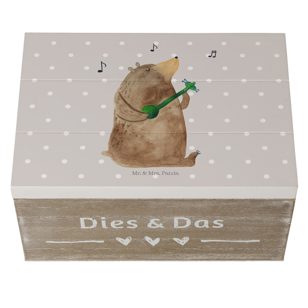Holzkiste Bär Gitarre Holzkiste, Kiste, Schatzkiste, Truhe, Schatulle, XXL, Erinnerungsbox, Erinnerungskiste, Dekokiste, Aufbewahrungsbox, Bär, Teddy, Teddybär
