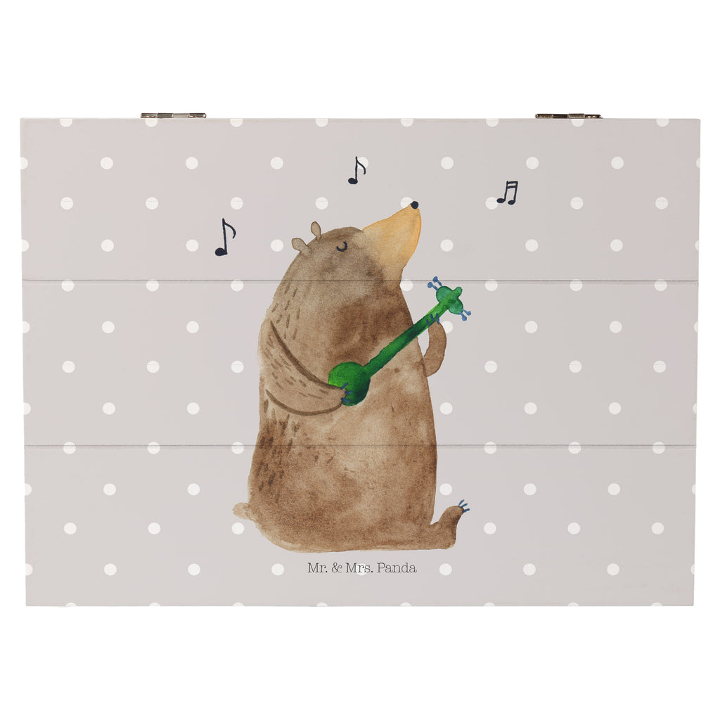 Holzkiste Bär Gitarre Holzkiste, Kiste, Schatzkiste, Truhe, Schatulle, XXL, Erinnerungsbox, Erinnerungskiste, Dekokiste, Aufbewahrungsbox, Bär, Teddy, Teddybär