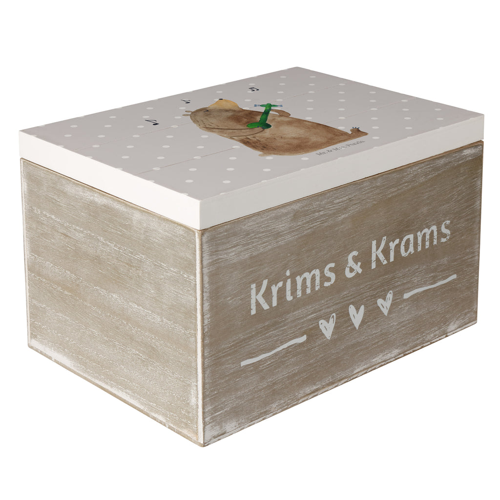 Holzkiste Bär Gitarre Holzkiste, Kiste, Schatzkiste, Truhe, Schatulle, XXL, Erinnerungsbox, Erinnerungskiste, Dekokiste, Aufbewahrungsbox, Bär, Teddy, Teddybär