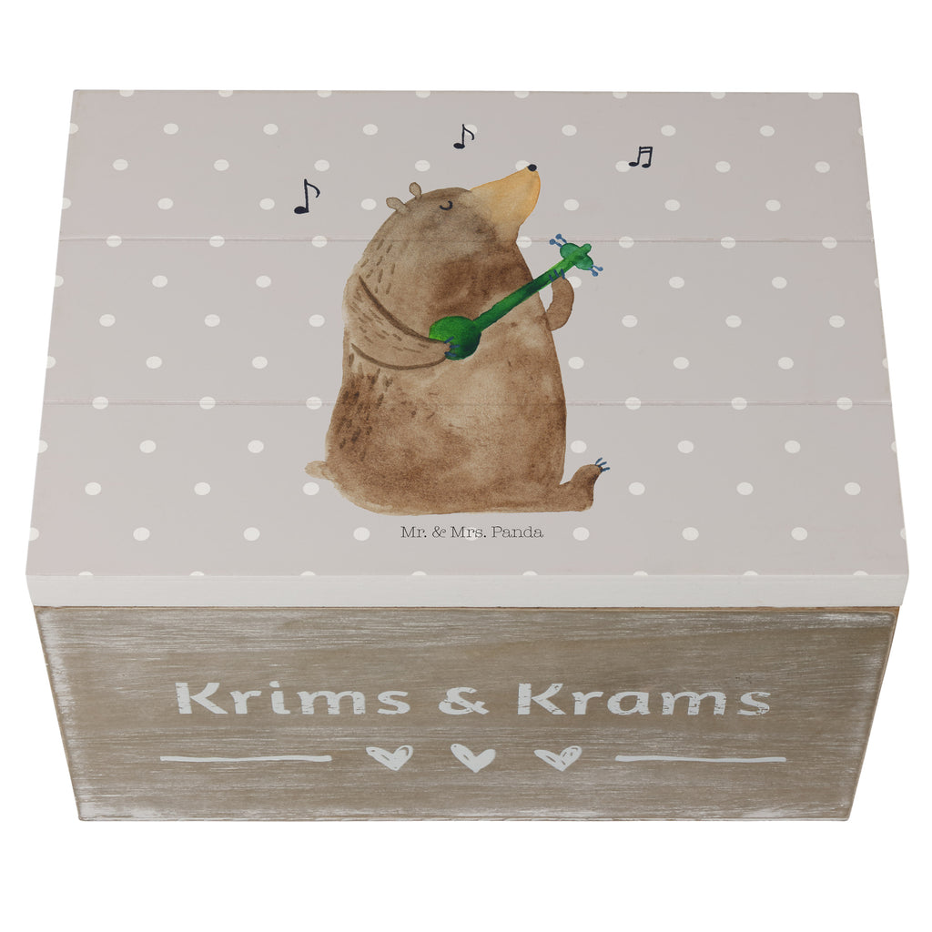 Holzkiste Bär Gitarre Holzkiste, Kiste, Schatzkiste, Truhe, Schatulle, XXL, Erinnerungsbox, Erinnerungskiste, Dekokiste, Aufbewahrungsbox, Bär, Teddy, Teddybär