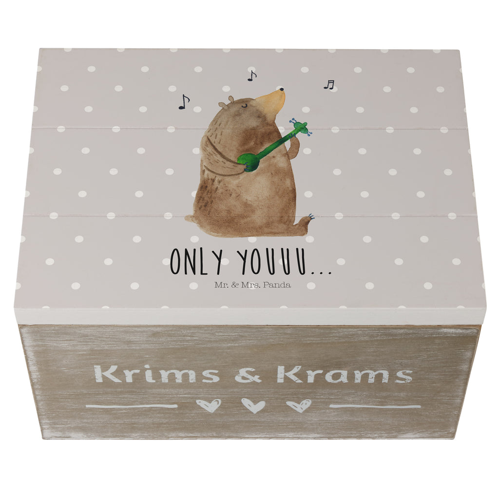 Holzkiste Bär Gitarre Holzkiste, Kiste, Schatzkiste, Truhe, Schatulle, XXL, Erinnerungsbox, Erinnerungskiste, Dekokiste, Aufbewahrungsbox, Bär, Teddy, Teddybär