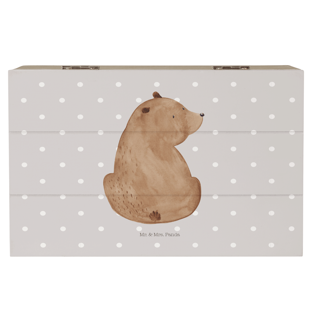 Holzkiste Bär Schulterblick Holzkiste, Kiste, Schatzkiste, Truhe, Schatulle, XXL, Erinnerungsbox, Erinnerungskiste, Dekokiste, Aufbewahrungsbox, Bär, Teddy, Teddybär, Selbstachtung, Weltansicht, Motivation, Bären, Bärenliebe, Weisheit