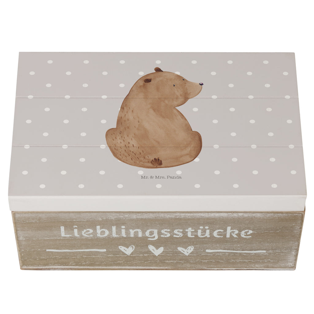 Holzkiste Bär Schulterblick Holzkiste, Kiste, Schatzkiste, Truhe, Schatulle, XXL, Erinnerungsbox, Erinnerungskiste, Dekokiste, Aufbewahrungsbox, Bär, Teddy, Teddybär, Selbstachtung, Weltansicht, Motivation, Bären, Bärenliebe, Weisheit