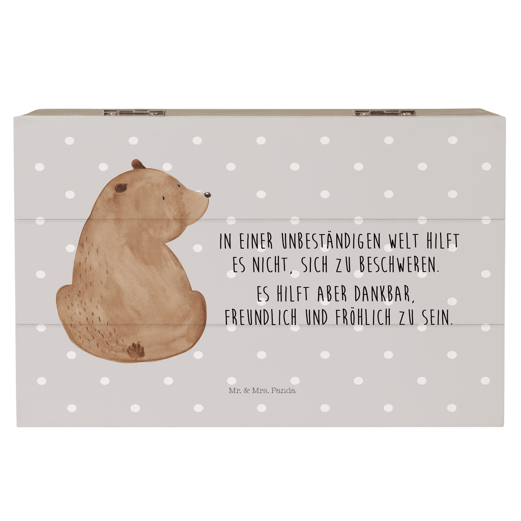 Holzkiste Bär Schulterblick Holzkiste, Kiste, Schatzkiste, Truhe, Schatulle, XXL, Erinnerungsbox, Erinnerungskiste, Dekokiste, Aufbewahrungsbox, Bär, Teddy, Teddybär, Selbstachtung, Weltansicht, Motivation, Bären, Bärenliebe, Weisheit