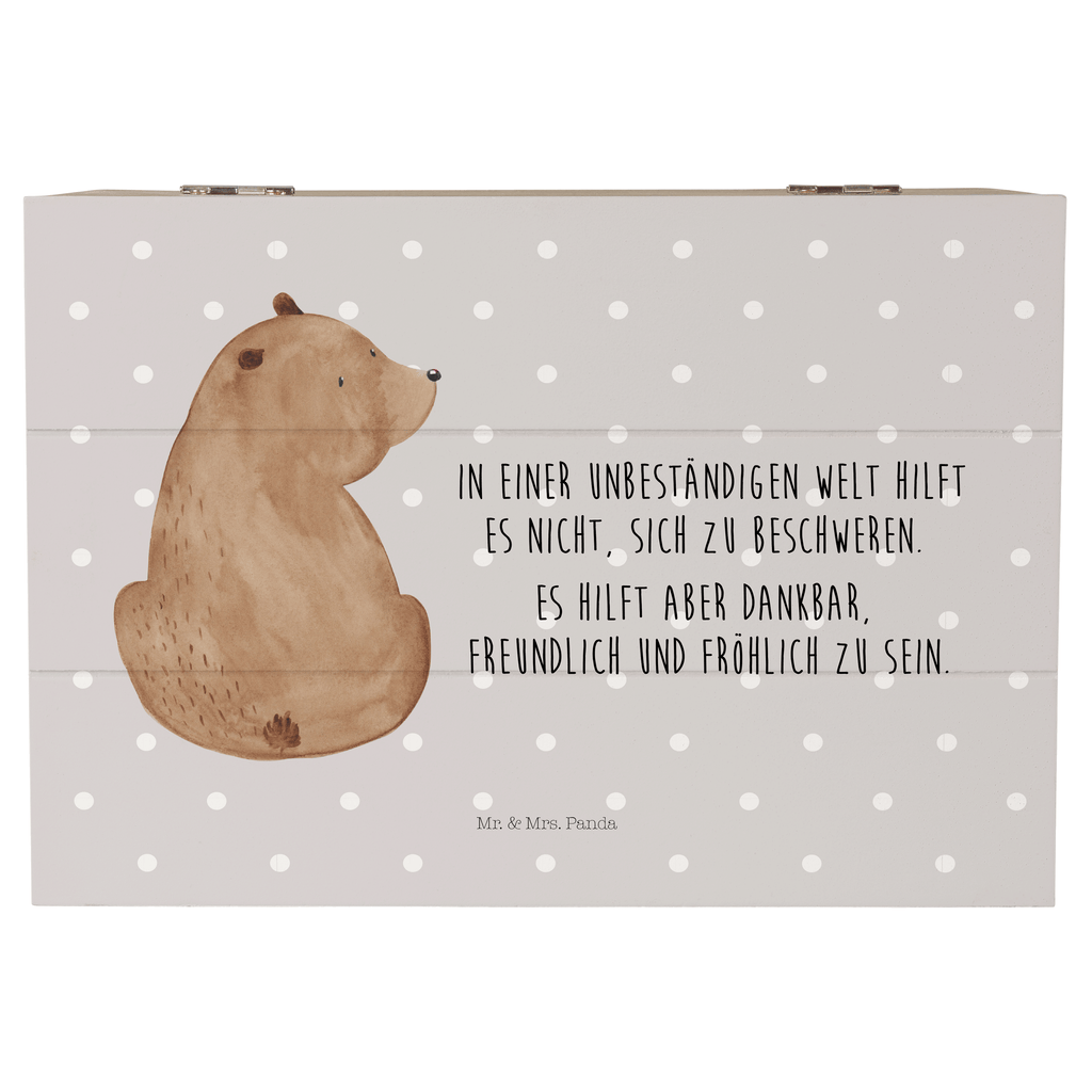 Holzkiste Bär Schulterblick Holzkiste, Kiste, Schatzkiste, Truhe, Schatulle, XXL, Erinnerungsbox, Erinnerungskiste, Dekokiste, Aufbewahrungsbox, Bär, Teddy, Teddybär, Selbstachtung, Weltansicht, Motivation, Bären, Bärenliebe, Weisheit