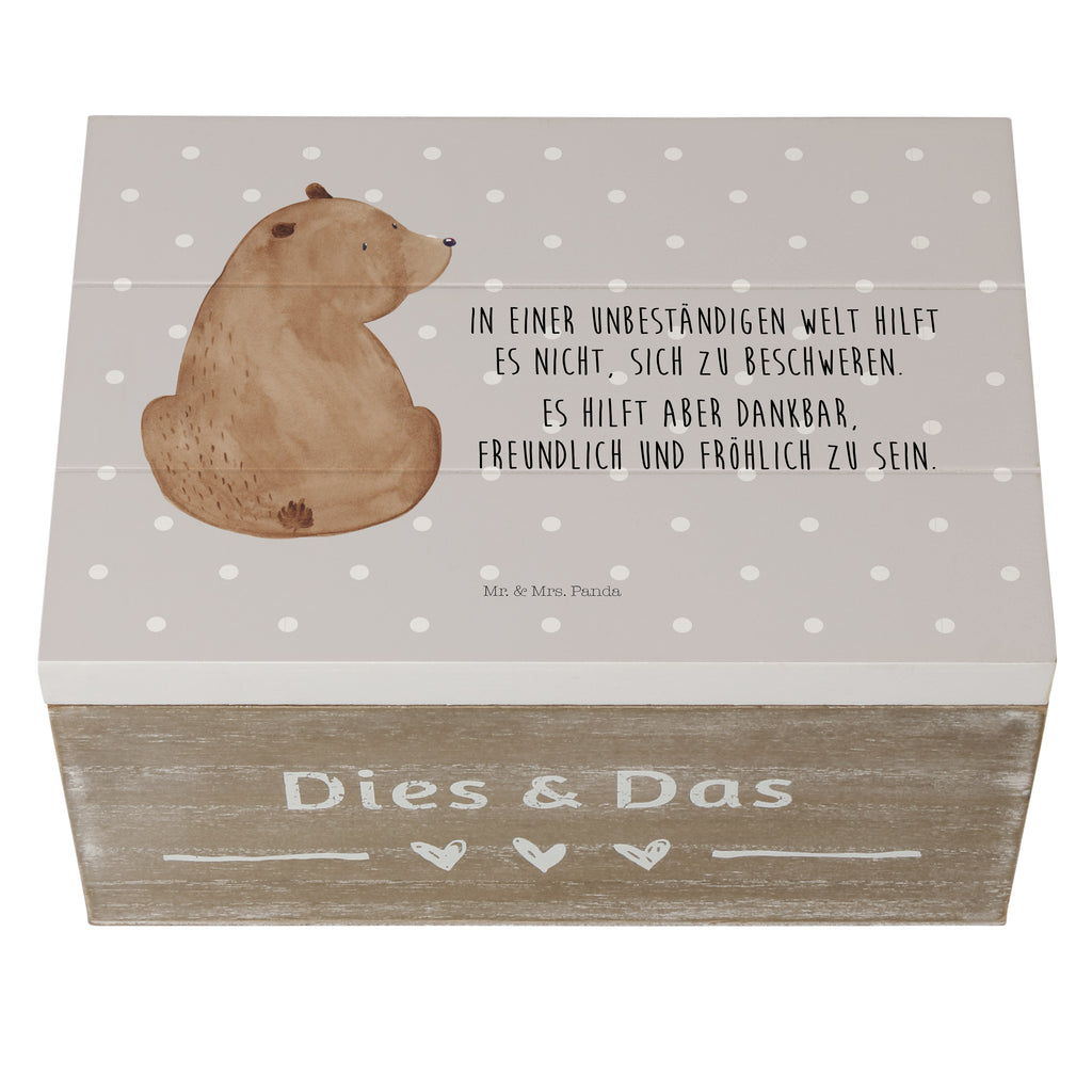 Holzkiste Bär Schulterblick Holzkiste, Kiste, Schatzkiste, Truhe, Schatulle, XXL, Erinnerungsbox, Erinnerungskiste, Dekokiste, Aufbewahrungsbox, Bär, Teddy, Teddybär, Selbstachtung, Weltansicht, Motivation, Bären, Bärenliebe, Weisheit