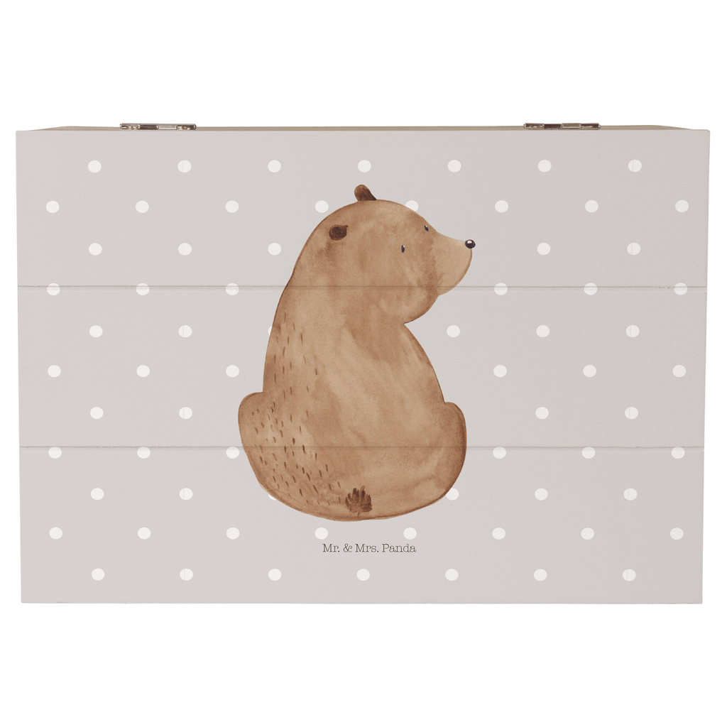 Holzkiste Bär Schulterblick Holzkiste, Kiste, Schatzkiste, Truhe, Schatulle, XXL, Erinnerungsbox, Erinnerungskiste, Dekokiste, Aufbewahrungsbox, Bär, Teddy, Teddybär, Selbstachtung, Weltansicht, Motivation, Bären, Bärenliebe, Weisheit