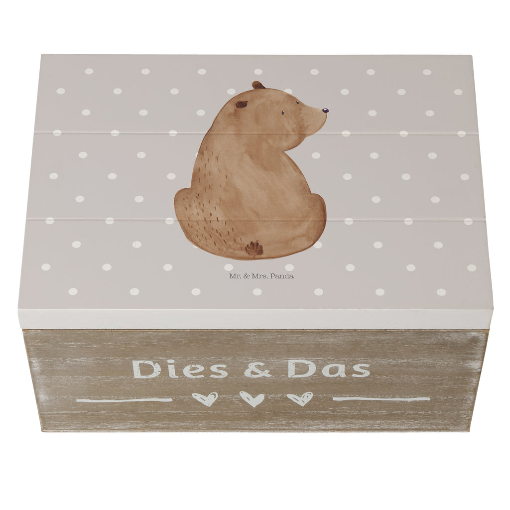 Holzkiste Bär Schulterblick Holzkiste, Kiste, Schatzkiste, Truhe, Schatulle, XXL, Erinnerungsbox, Erinnerungskiste, Dekokiste, Aufbewahrungsbox, Bär, Teddy, Teddybär, Selbstachtung, Weltansicht, Motivation, Bären, Bärenliebe, Weisheit