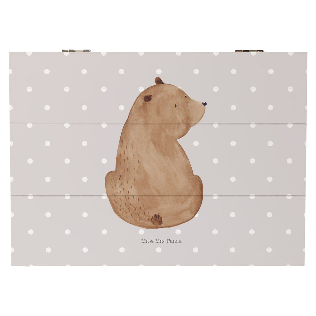 Holzkiste Bär Schulterblick Holzkiste, Kiste, Schatzkiste, Truhe, Schatulle, XXL, Erinnerungsbox, Erinnerungskiste, Dekokiste, Aufbewahrungsbox, Bär, Teddy, Teddybär, Selbstachtung, Weltansicht, Motivation, Bären, Bärenliebe, Weisheit