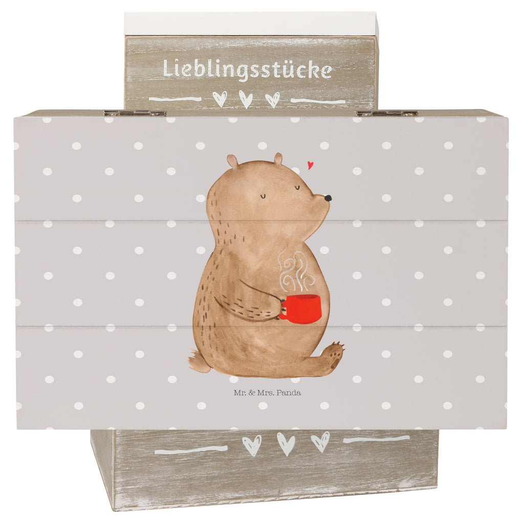 Holzkiste Bär Kaffee Holzkiste, Kiste, Schatzkiste, Truhe, Schatulle, XXL, Erinnerungsbox, Erinnerungskiste, Dekokiste, Aufbewahrungsbox, Bär, Teddy, Teddybär, Kaffee, Coffee, Bären, guten Morgen, Morgenroutine, Welt erobern, Welt retten, Motivation