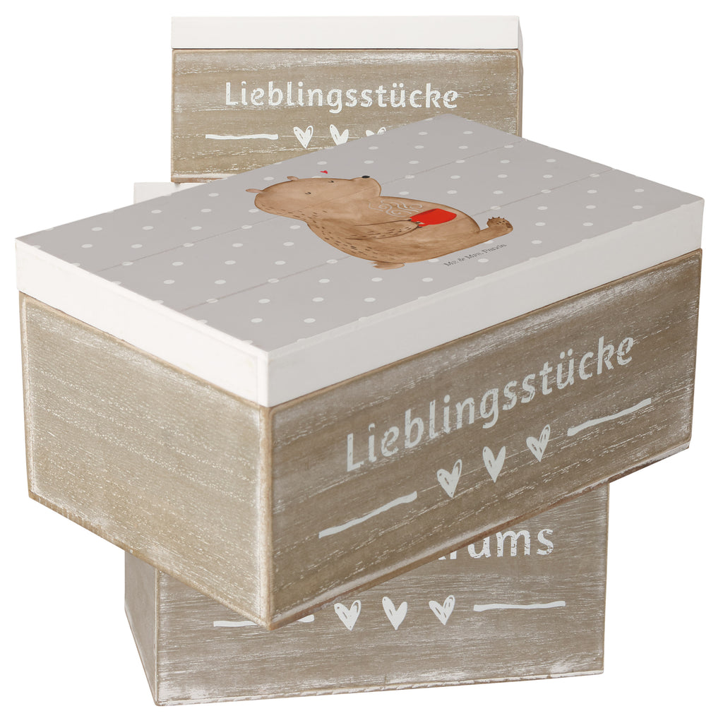 Holzkiste Bär Kaffee Holzkiste, Kiste, Schatzkiste, Truhe, Schatulle, XXL, Erinnerungsbox, Erinnerungskiste, Dekokiste, Aufbewahrungsbox, Bär, Teddy, Teddybär, Kaffee, Coffee, Bären, guten Morgen, Morgenroutine, Welt erobern, Welt retten, Motivation