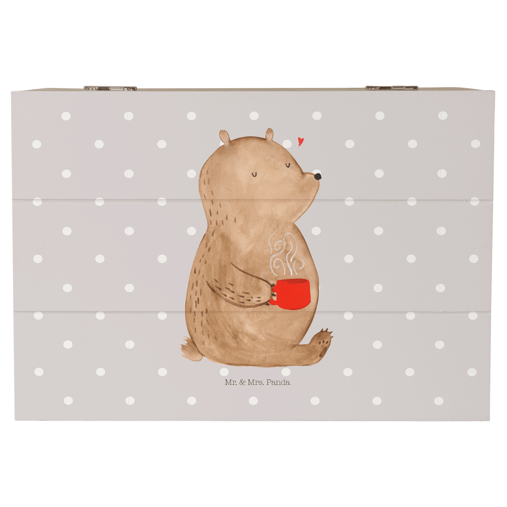 Holzkiste Bär Kaffee Holzkiste, Kiste, Schatzkiste, Truhe, Schatulle, XXL, Erinnerungsbox, Erinnerungskiste, Dekokiste, Aufbewahrungsbox, Bär, Teddy, Teddybär, Kaffee, Coffee, Bären, guten Morgen, Morgenroutine, Welt erobern, Welt retten, Motivation