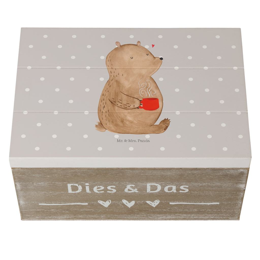 Holzkiste Bär Kaffee Holzkiste, Kiste, Schatzkiste, Truhe, Schatulle, XXL, Erinnerungsbox, Erinnerungskiste, Dekokiste, Aufbewahrungsbox, Bär, Teddy, Teddybär, Kaffee, Coffee, Bären, guten Morgen, Morgenroutine, Welt erobern, Welt retten, Motivation