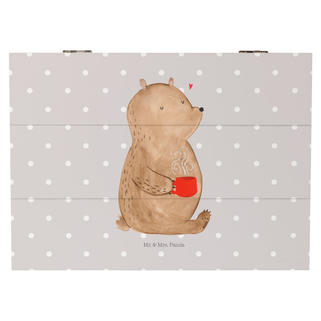 Holzkiste Bär Kaffee Holzkiste, Kiste, Schatzkiste, Truhe, Schatulle, XXL, Erinnerungsbox, Erinnerungskiste, Dekokiste, Aufbewahrungsbox, Bär, Teddy, Teddybär, Kaffee, Coffee, Bären, guten Morgen, Morgenroutine, Welt erobern, Welt retten, Motivation