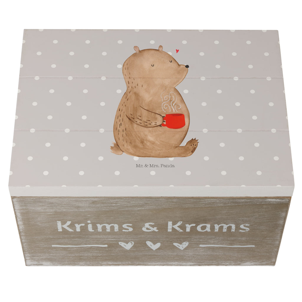 Holzkiste Bär Kaffee Holzkiste, Kiste, Schatzkiste, Truhe, Schatulle, XXL, Erinnerungsbox, Erinnerungskiste, Dekokiste, Aufbewahrungsbox, Bär, Teddy, Teddybär, Kaffee, Coffee, Bären, guten Morgen, Morgenroutine, Welt erobern, Welt retten, Motivation