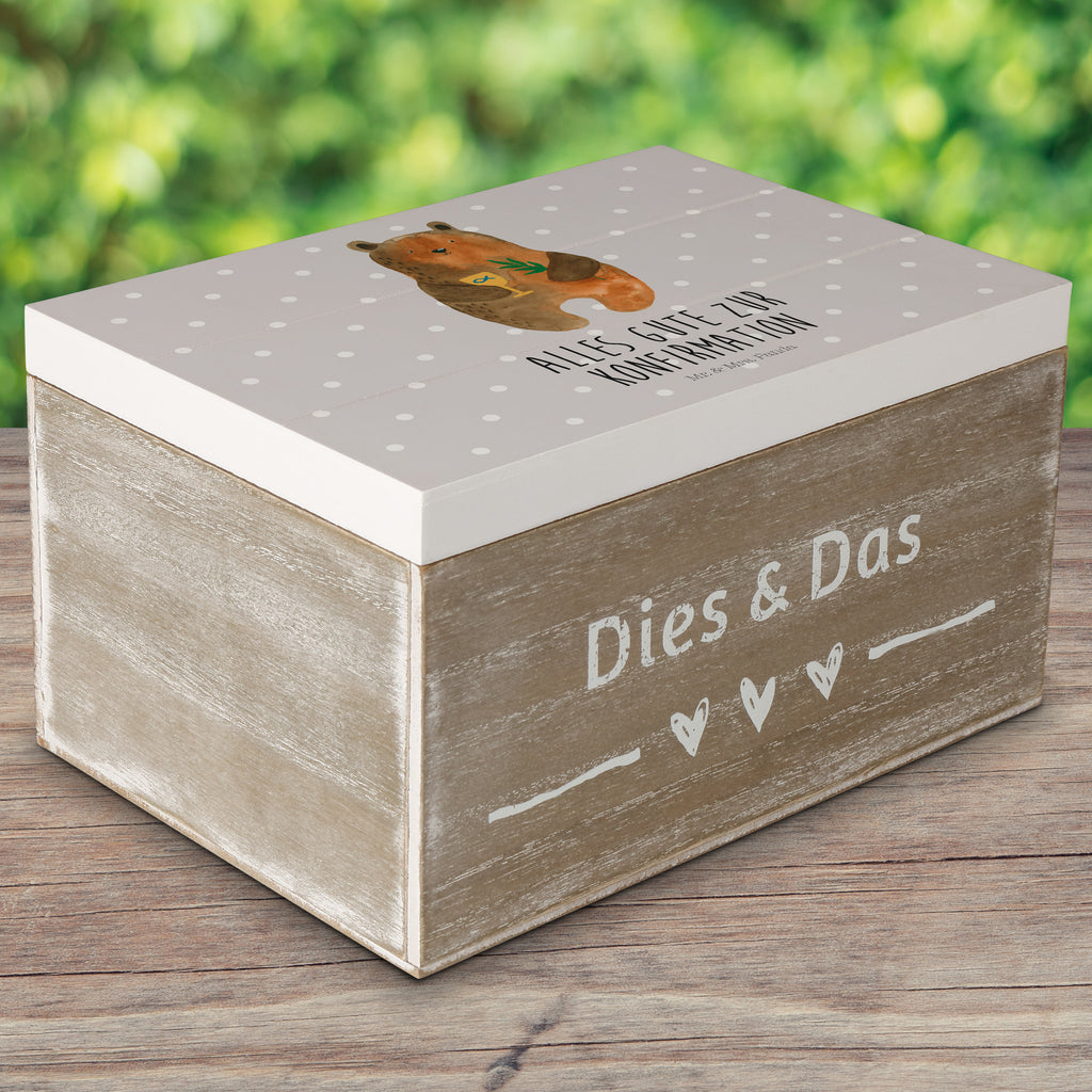 Holzkiste Konfirmation-Bär Holzkiste, Kiste, Schatzkiste, Truhe, Schatulle, XXL, Erinnerungsbox, Erinnerungskiste, Dekokiste, Aufbewahrungsbox, Bär, Teddy, Teddybär, Konfirmation, Kirche, evangelisch, Gottesdienst