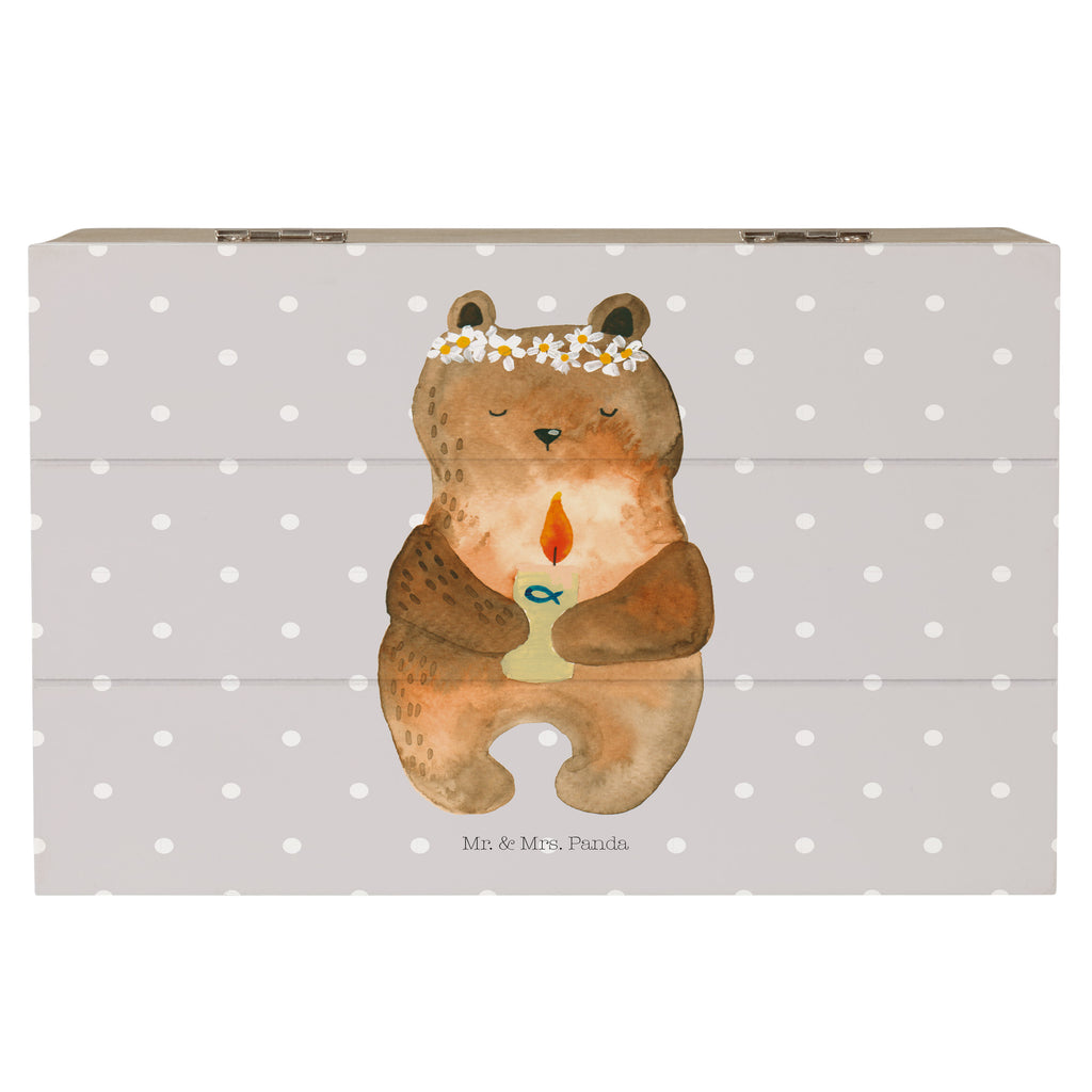 Holzkiste Kommunion-Bär Holzkiste, Kiste, Schatzkiste, Truhe, Schatulle, XXL, Erinnerungsbox, Erinnerungskiste, Dekokiste, Aufbewahrungsbox, Bär, Teddy, Teddybär, Kommunion, Gottes Segen, Taufkerze, katholisch
