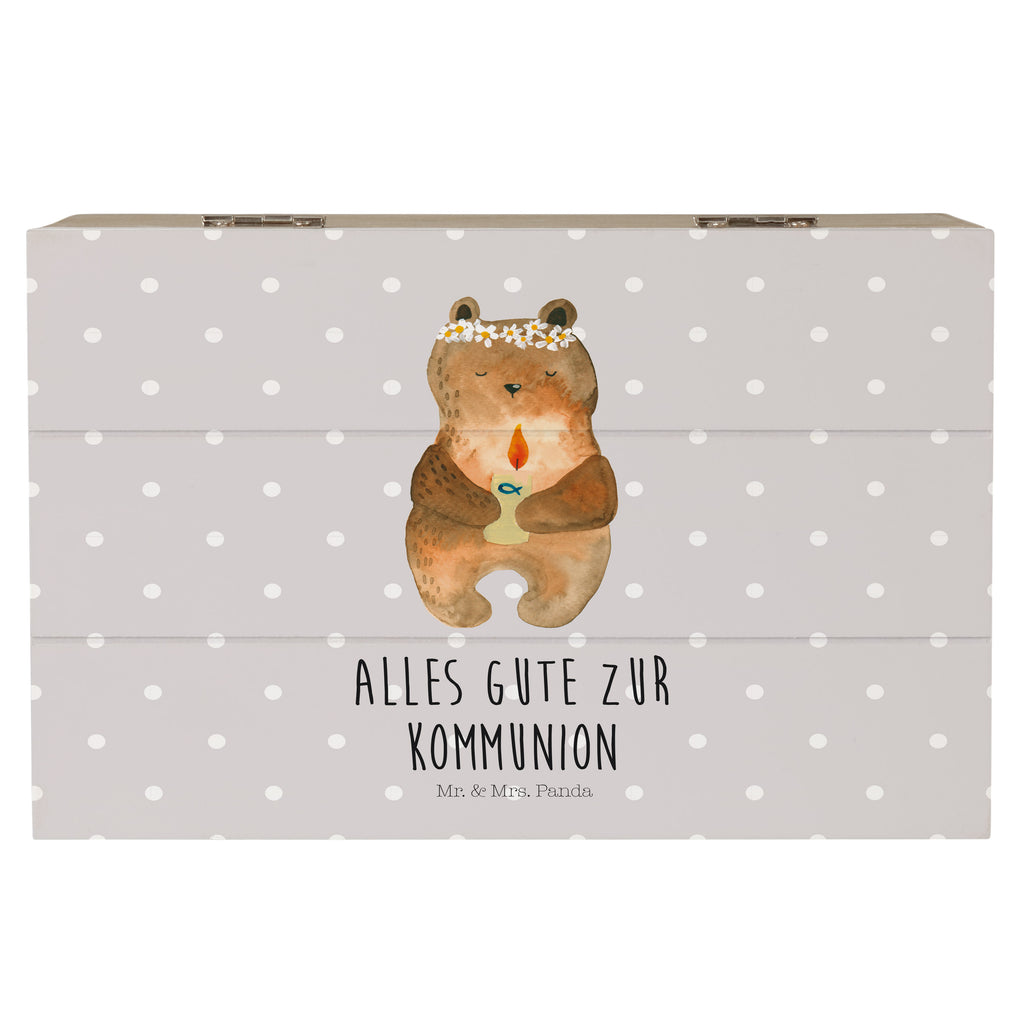 Holzkiste Kommunion-Bär Holzkiste, Kiste, Schatzkiste, Truhe, Schatulle, XXL, Erinnerungsbox, Erinnerungskiste, Dekokiste, Aufbewahrungsbox, Bär, Teddy, Teddybär, Kommunion, Gottes Segen, Taufkerze, katholisch