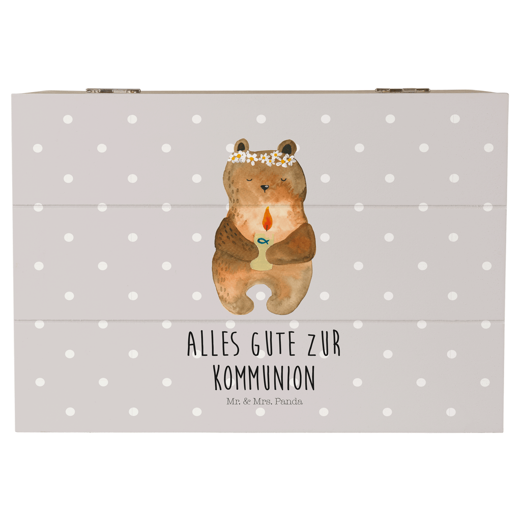 Holzkiste Kommunion-Bär Holzkiste, Kiste, Schatzkiste, Truhe, Schatulle, XXL, Erinnerungsbox, Erinnerungskiste, Dekokiste, Aufbewahrungsbox, Bär, Teddy, Teddybär, Kommunion, Gottes Segen, Taufkerze, katholisch