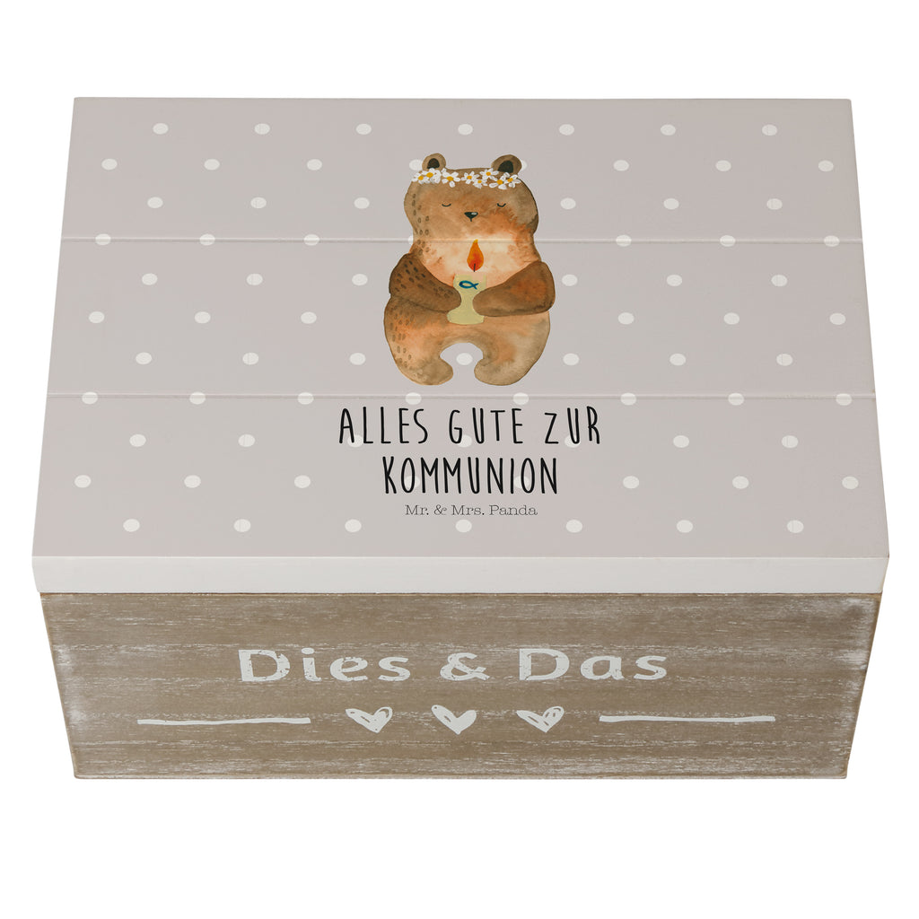 Holzkiste Kommunion-Bär Holzkiste, Kiste, Schatzkiste, Truhe, Schatulle, XXL, Erinnerungsbox, Erinnerungskiste, Dekokiste, Aufbewahrungsbox, Bär, Teddy, Teddybär, Kommunion, Gottes Segen, Taufkerze, katholisch