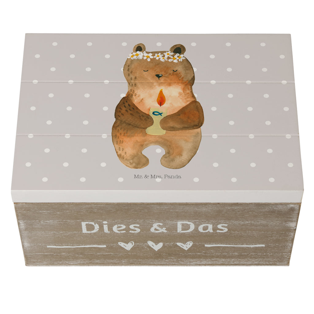 Holzkiste Kommunion-Bär Holzkiste, Kiste, Schatzkiste, Truhe, Schatulle, XXL, Erinnerungsbox, Erinnerungskiste, Dekokiste, Aufbewahrungsbox, Bär, Teddy, Teddybär, Kommunion, Gottes Segen, Taufkerze, katholisch