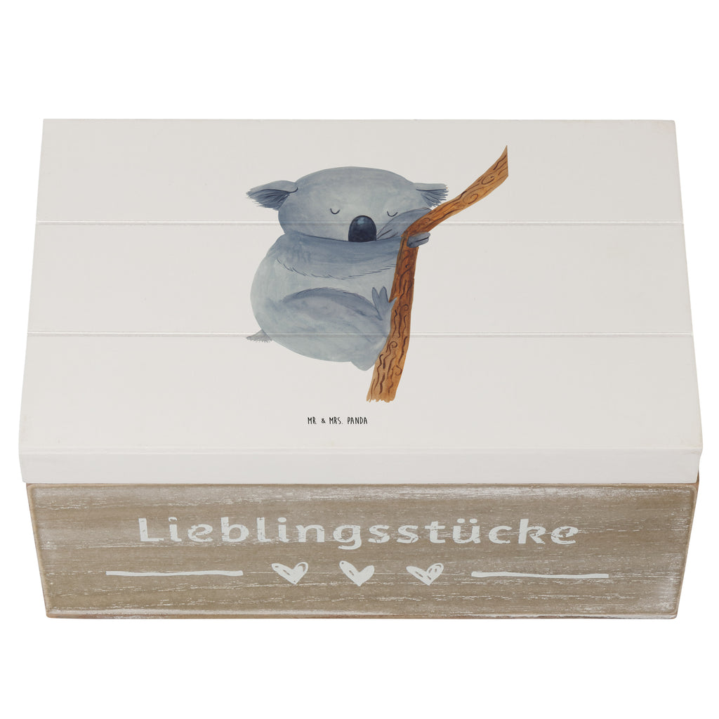 Holzkiste Koalabär Holzkiste, Kiste, Schatzkiste, Truhe, Schatulle, XXL, Erinnerungsbox, Erinnerungskiste, Dekokiste, Aufbewahrungsbox, Tiermotive, Gute Laune, lustige Sprüche, Tiere, Koala, träumen, Traum, schlafen, Schlafzimmer, Traumland, Bär, Koalabär