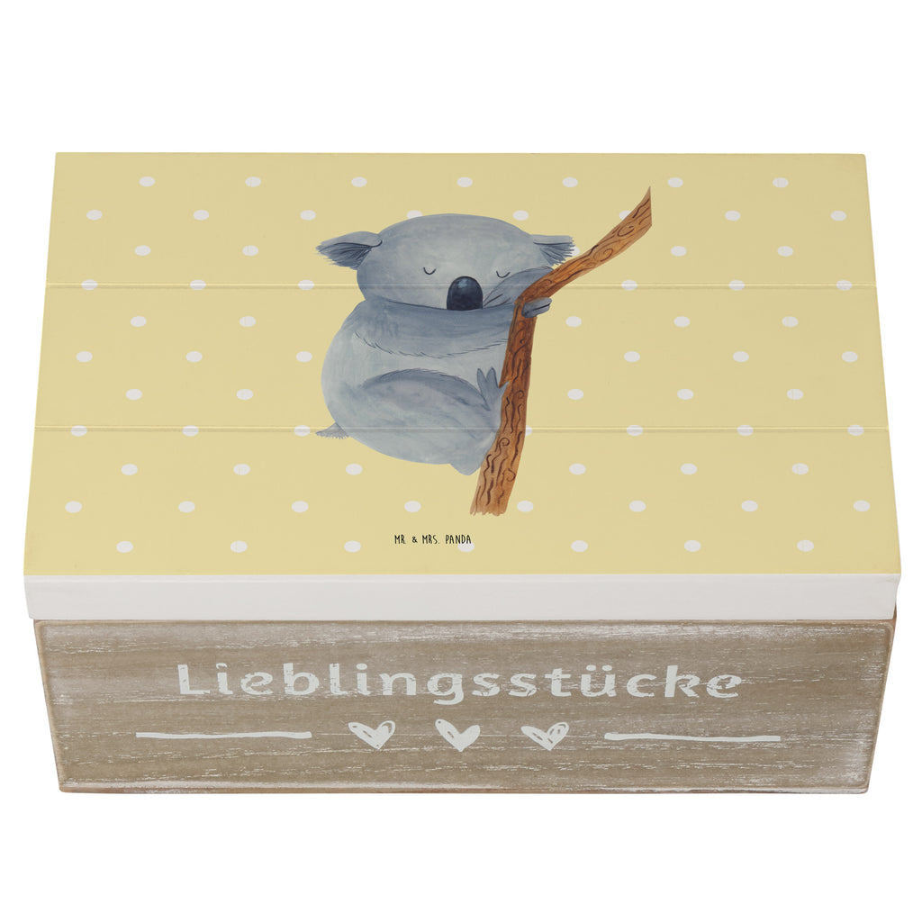 Holzkiste Koalabär Holzkiste, Kiste, Schatzkiste, Truhe, Schatulle, XXL, Erinnerungsbox, Erinnerungskiste, Dekokiste, Aufbewahrungsbox, Tiermotive, Gute Laune, lustige Sprüche, Tiere, Koala, träumen, Traum, schlafen, Schlafzimmer, Traumland, Bär, Koalabär